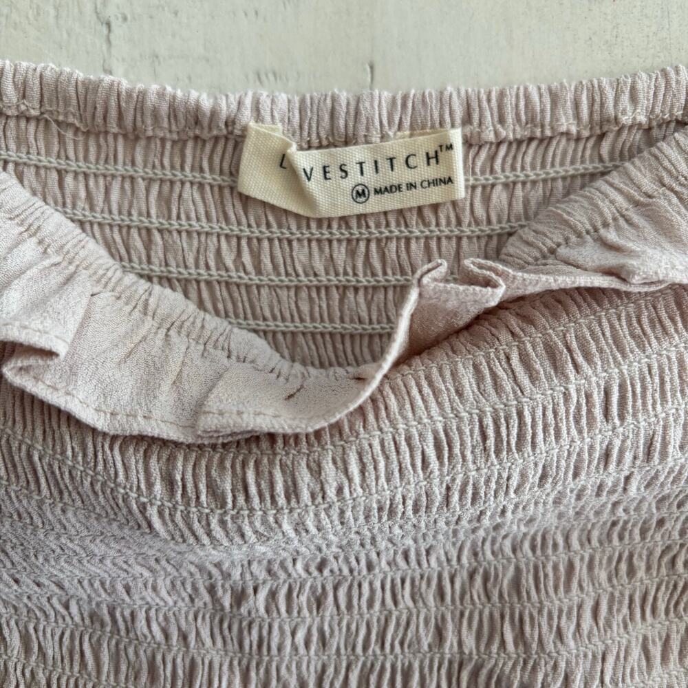 LOVESTITCH Sophia Smocked Eyelet Top Size Medium Bohemian Timeless Color: Bone - Picture 3 of 5